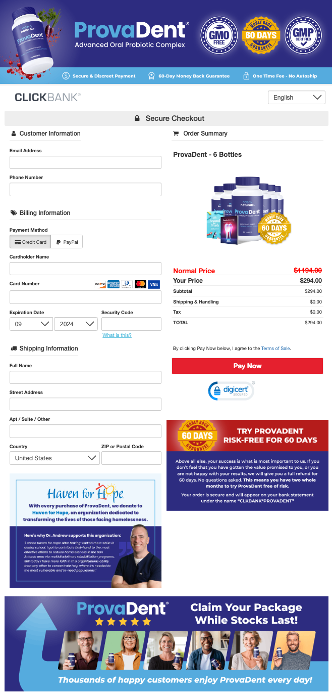 ProvaDent Official Website Secure Order Page